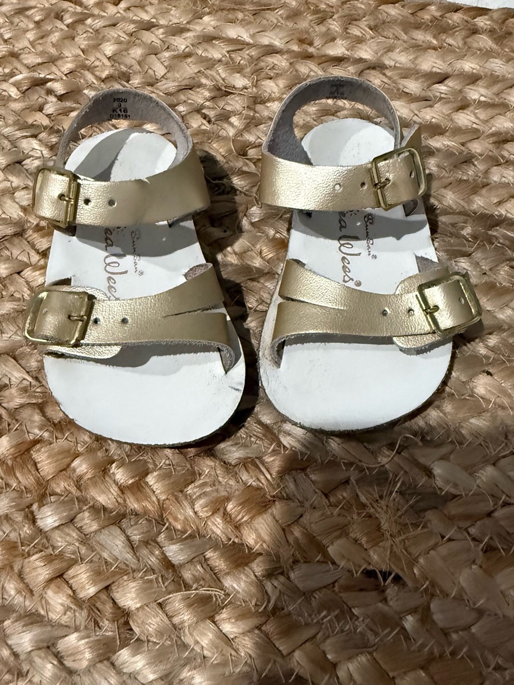 Metallic Gold Kids Buckle Sandals with Cushioned Footbed